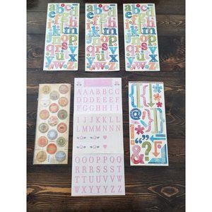 Alphabet Letter Stickers Lot of 6 New Scrapbooking PINK Retired Vintage #21